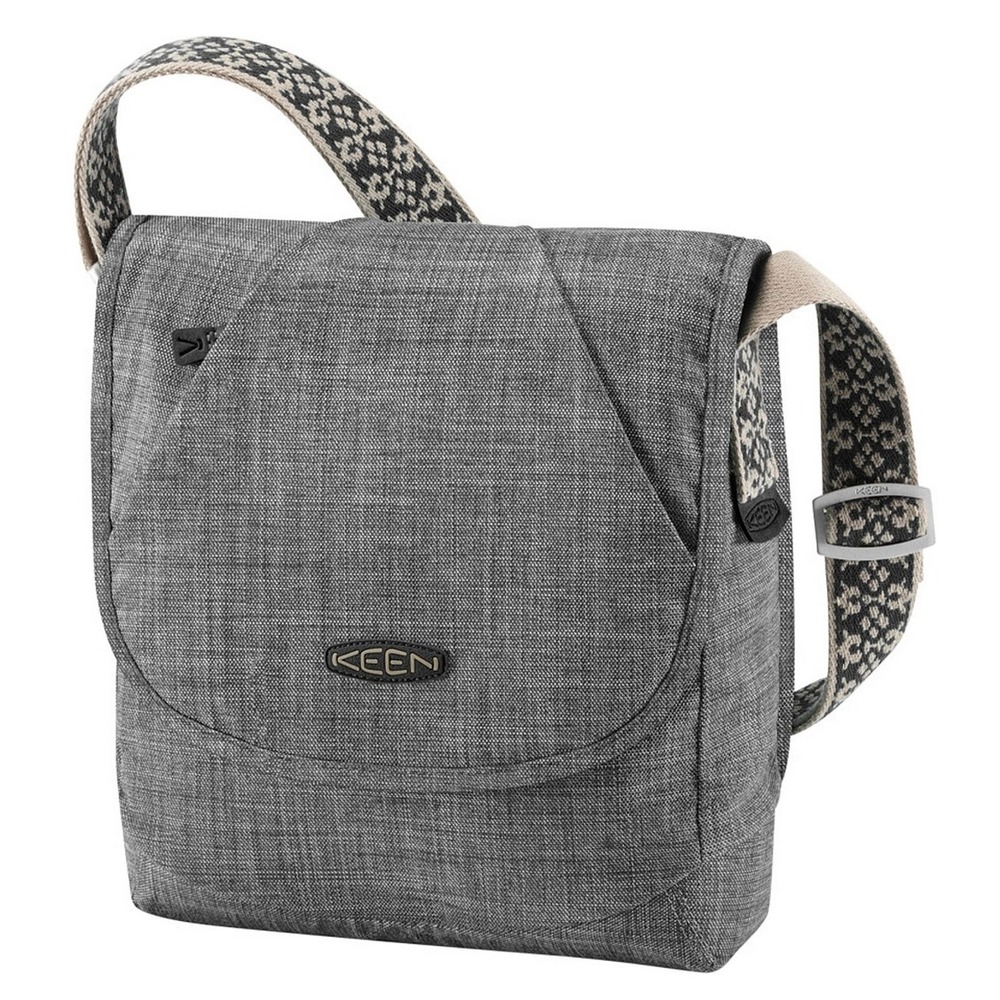 Keen Gray Crossbody Bag with Patterned Strap